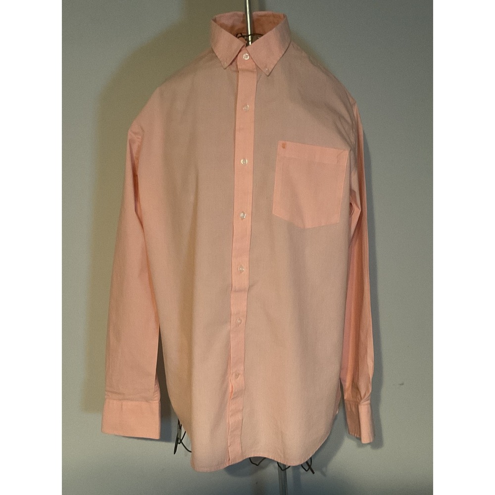 IZOD Premium Essentials Mens Medium Peach Orange Button Down Shirt Long Sleeve